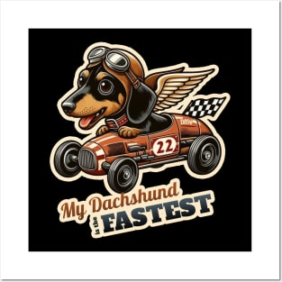 Car racer Dachshund. Posters and Art